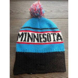 Minnesota Winter Beanie Hat Pom Pom Knit Cap Blue Black Red‎ Outdoor Sports